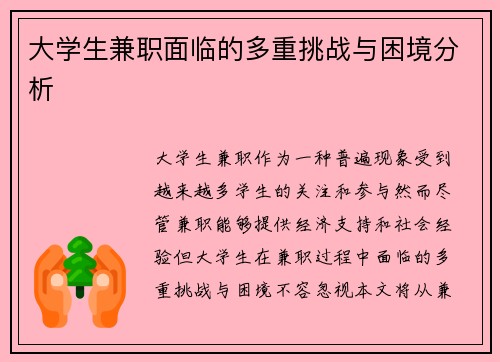 大学生兼职面临的多重挑战与困境分析